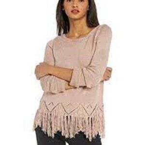 BB Dakota Hang Loose Marled Yarn Sweater with Fringe Size S